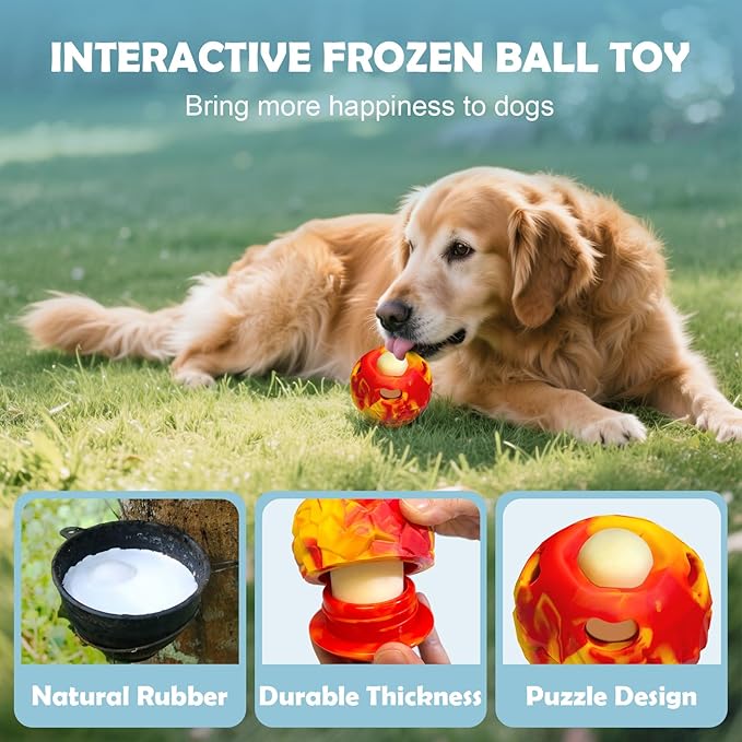 Dog Frozen Treat Toy, Slow Food Training to Relieve Boredom and Stimulating, Interactive Treat Dispensing Dog Toy, Interactive Chew Toys, Super Easy to Open Clean, for Small Dogs 10-30lbs.