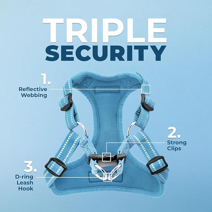 Best Pet Supplies Voyager Adjustable Dog Vest Harness Breathable No Pull Harness for Small, Medium, Large Dogs, Harness for Walking, Jogging, Easy Step-In, Reflective Stripes - Baby Blue, M