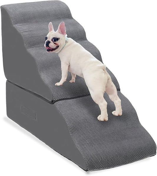 Dog Stairs for High Beds 28-30" H, 6-Step Dog Stairs for Small Large Dogs, 35D Foam Dogs Steps/Ramp for High Beds/Couch, Non-Slip Balanced Pet Step for Doggie/Cats Elder Injured, Grey