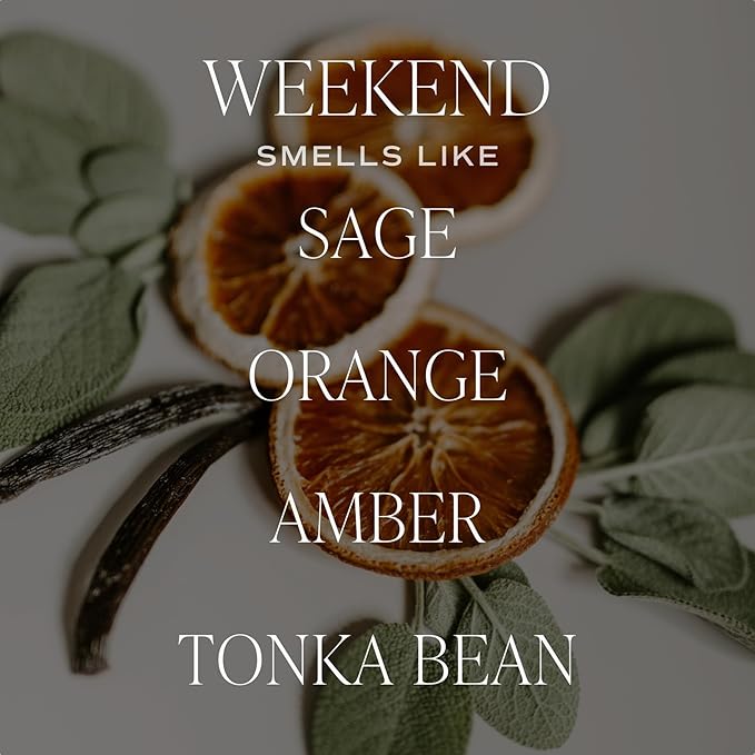Sweet Water Decor Weekend Candle - Soy Citrus, Grapefruit, Sage, Amber, and Oakmoss Scented Earthy Candles for Home - 9oz Clear Jar with Gold Lid, 40+ Hour Burn Time, Made in The USA