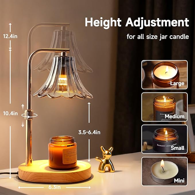 Candle Warmer Lamp - Flame-Free with 2 Bulbs Height-Adjustable Warmer Ideal for Scented Candles for Women, Moms Housewarmings