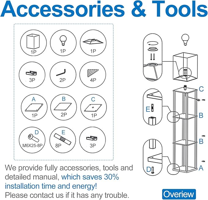 2 Packs Floor Lamp w. Shelves Including 2AC Outlets & 2USB Ports 9W LED Light Bulb 3 Color Temperature Soft/Cool/Daylight White w. 1PC 2 Prong to 3 Prong Adapter for Living Room/Bedroom