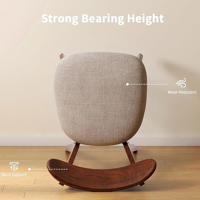 Walnut Dining Chair,FAS-Grade North American Oak Construction with Grey Padded Fabric Seats, Comfortable Dining Chair for Kitchen & Dining Room, 400lb Capacity