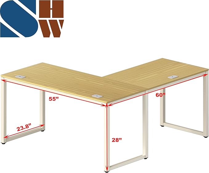 SHW 55 x 60 Inches Commercial-Grade L-Shape Corner Office Computer Desk, Oak