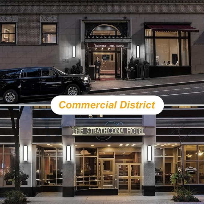 Sytmhoe Dimmable 16in 6000K LED Modern Outdoor Wall Light,10%-100% Dimming Porch & Patio Wall Light Fixture,Black Aluminum&Dual PC Wall Lights Suitable for Garage Living Room Courtyard House(6000K)