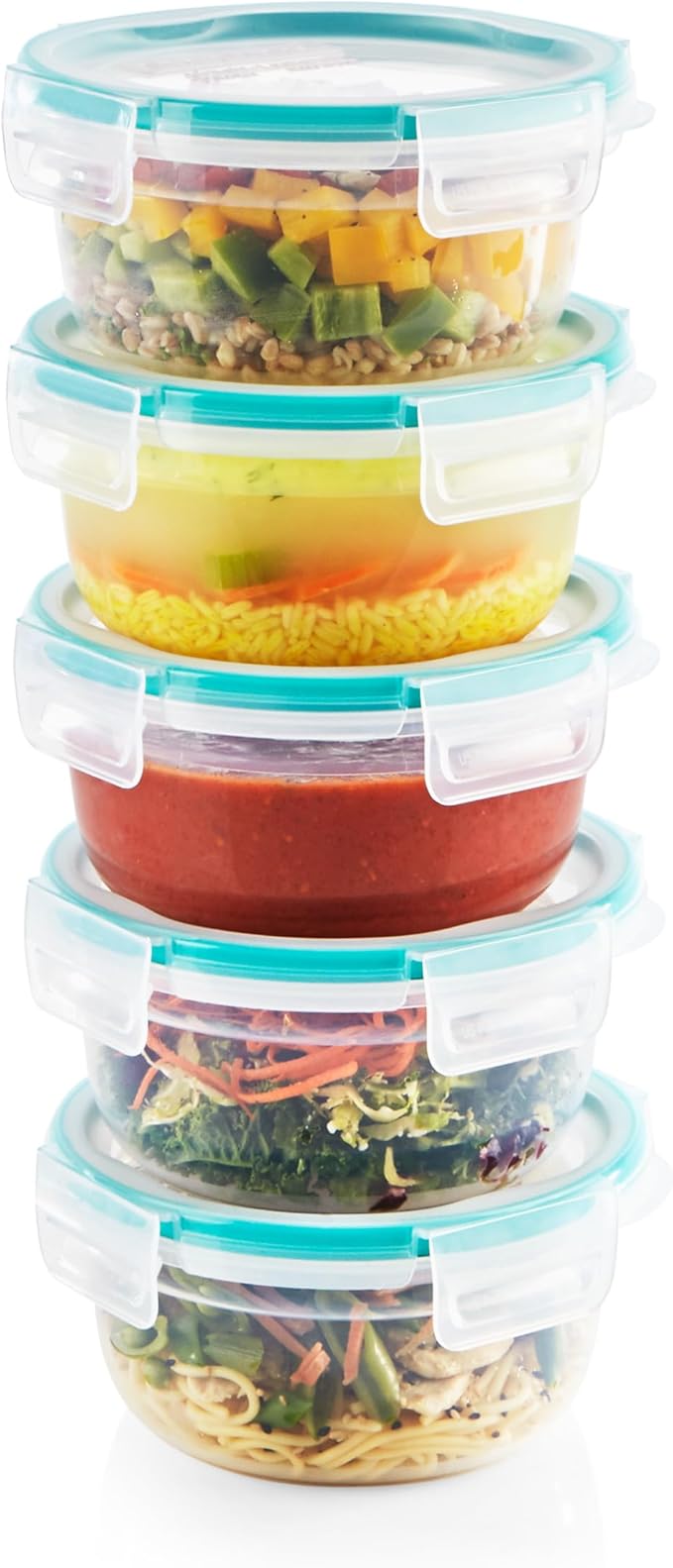 Snapware Total Solutions (5-Pack, 3.8 Cup) Plastic Food Storage Containers Set, Airtight & Leakproof Locking BPA-Free Lids, Freezer Dishwasher Microwave Safe