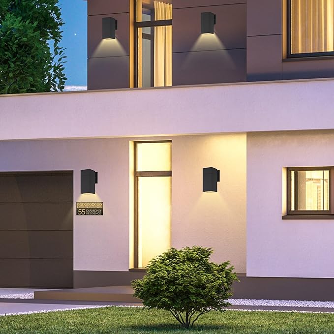 Dusk to Dawn Outdoor Wall Light, Exterior Light - ETL Listed, Aluminum Anti-Rust Waterproof Wall Mount Rectangular Design – Up or Down Photocell Outdoor Lighting for Porch, Garage or Patio