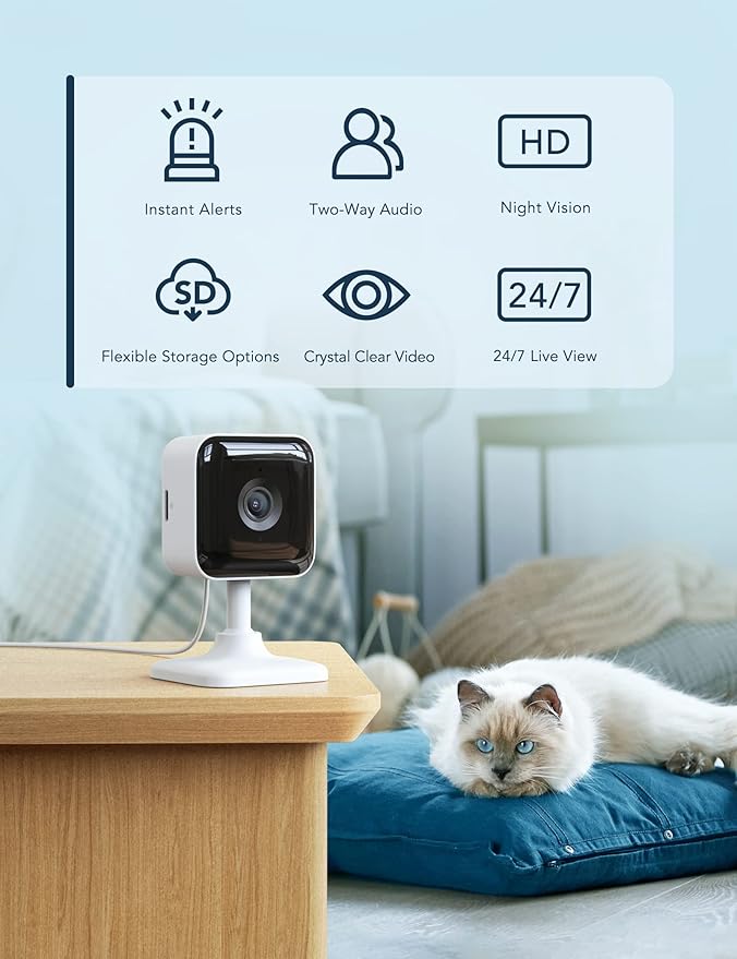 GNCC Indoor Security Camera, 2 Packs 1080PCameras for Home Security Wi-Fi Cameras, Motion/Sound Detection, Night Vision, 2-Way Audio, Real-Time Alert, Cloud & SD Card Storage, 2.4G WiFi Only