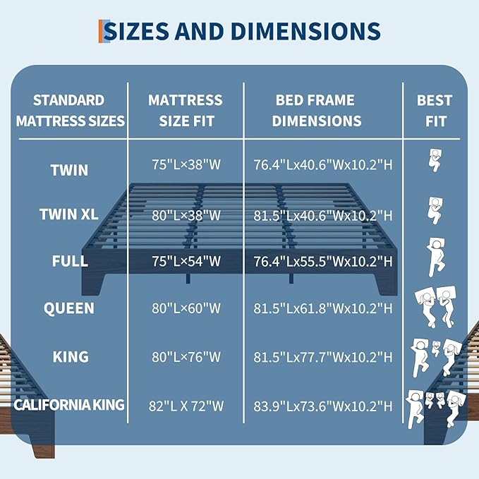 Garvee Wood Platform Bed Frame, California King Bed Frame, Wood Slat Support, No Box Spring Needed, Easy Assembly, Noise-Free Design, Underbed Space for Storage