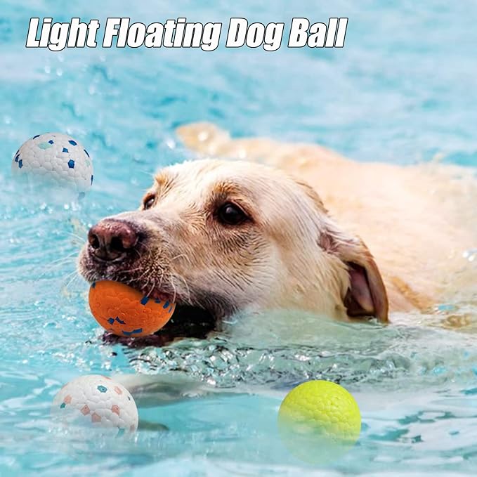 Indestructible Floating Bouncy Dog Balls for Small Breed Puppies - Lightweight, Durable, Odourless - 2.5" (4 Pack)