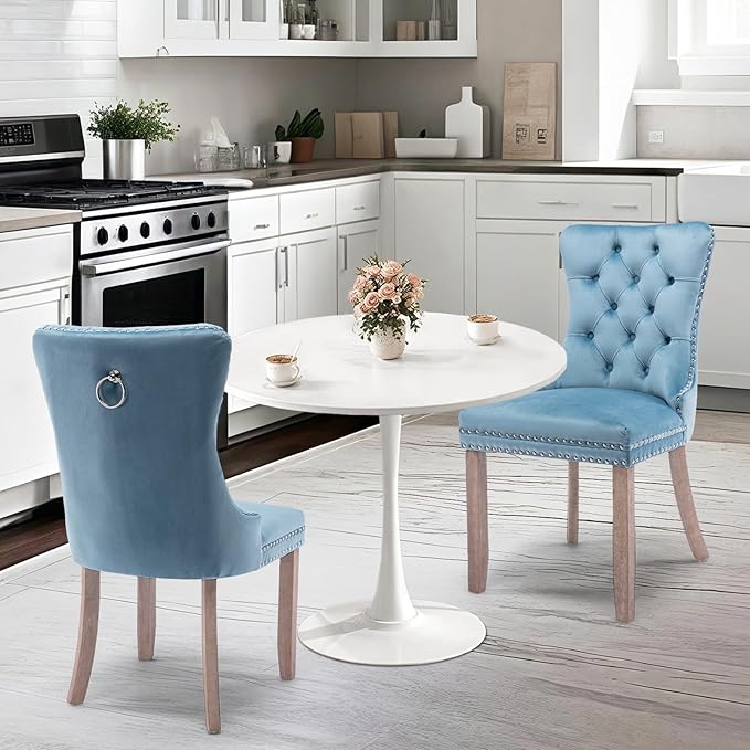 SoarFlash Kitchen Table and Chairs for 2, 24" Dining Table Set for 2 with Velvet Upholstered Chairs, 3 Piece Round Kitchen Table Set, Dining Room Table Set for Small Space, Apartment