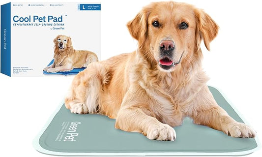 The Green Pet Shop Cool Pet Pad - Large, Sage Grey - Self-Cooling, Pressure Activated Mat for Dogs & Cats from 46-80 lbs - Non-Toxic Gel, No Water Needed