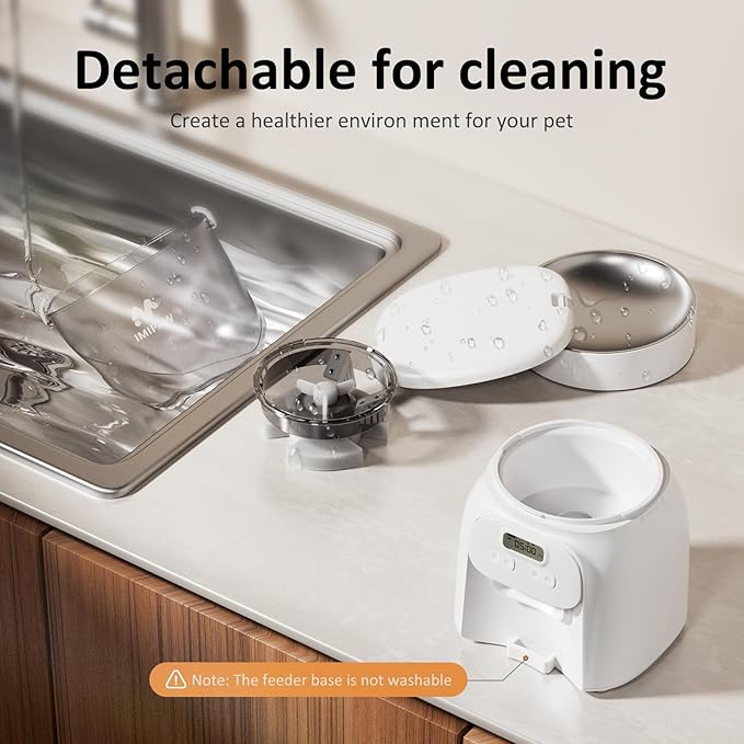 Automatic Cat Feeder: 4L Cat Food Dispenser Timed Precise Auto Feeder Programmable 1-6 Meals- Easy to Clean& Dual Power with Desiccant Bag Keeps Food Fresh- Reliable Pet Feeder for Cats