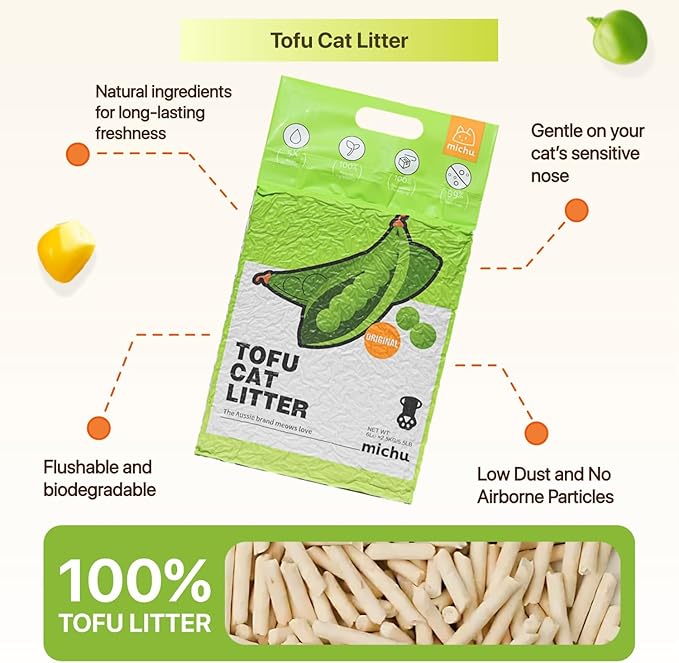 Tofu Cat Litter Natural Clumping Tofu Cat Litter, Fast Clumping and Easily Scoop-able 5.5lb/88oz 5 Scents - Ocean Fresh, 6 Pack