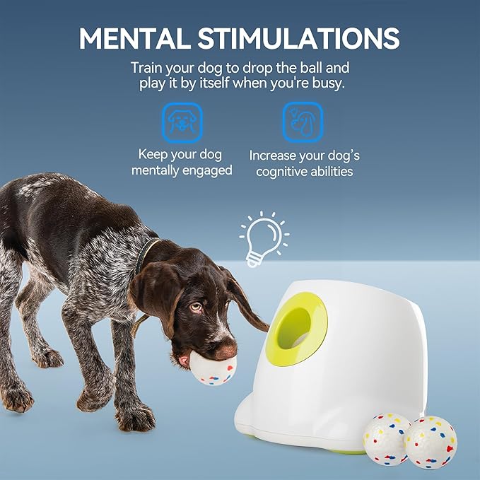 ALL FOR PAWS Automatic Ball Launcher for Dogs, Interactive Puppy Pet Balls Outdoor Thrower for Medium to Large Dogs, Ball Throwing Machine for Dogs, 6 ETPU Balls Included(2.5"), Rechargeable Battery