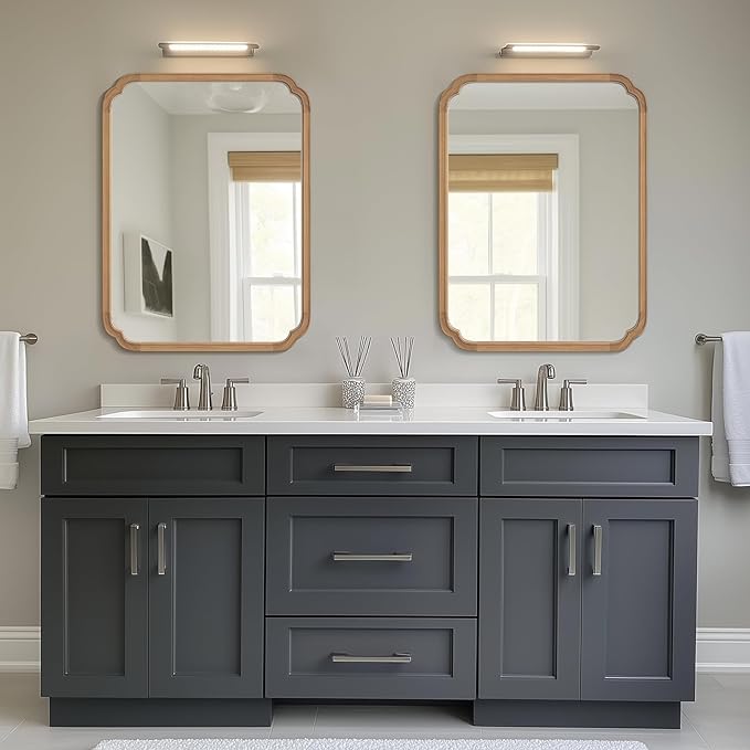 WallBeyond 30" x 40" Rounded Corner Arch Wall Mirror with Wood Frame for Entryway, Living Room or Bedroom Home Decor - Light Woodgrain [30 x 40 inches, Honey-Colored]