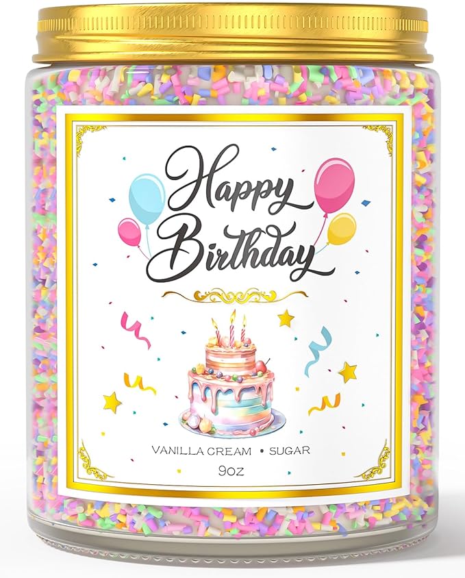 Birthday Candles Gifts for Women, Birthday Gifts for Women Men, 9 oz Happy Birthday Candle with Vanilla Birthday Cake Scent, Women Friendship Ideas