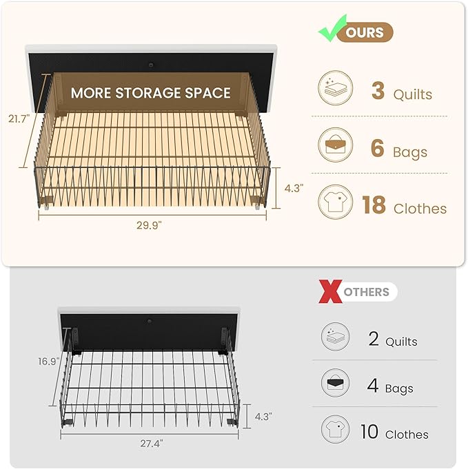 SHA CERLIN King Size Platform Bed Frame with 4 Storage Drawers, Velvet Upholstered Headboard, Mattress Foundation with Wooden Slats Support, No Box Spring Needed, Easy Assembly, White