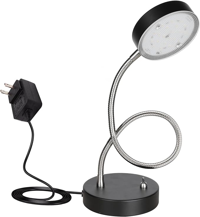 19.25" Flexible Gooseneck LED Desk Lamp, Plun-in Table Light with Stable Base, 4.5W 260LM 4000K, 65” Cord Small Desk Light for Home Office, Study, ETL Listed