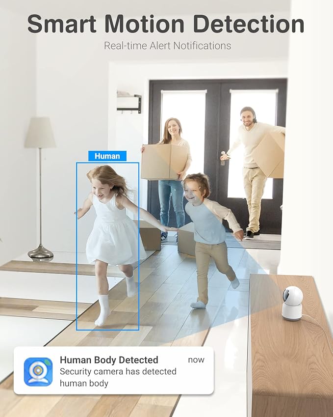 ANNKE 2K Pet Camera Indoor with Phone App, 360°Pan/Tilt WiFi Camera with Human Motion Detection, 2-Way Audio, Night Vision, Cloud/SD Storage, Baby Camera Monitor for Home Security, 2.4Ghz WiFi Only