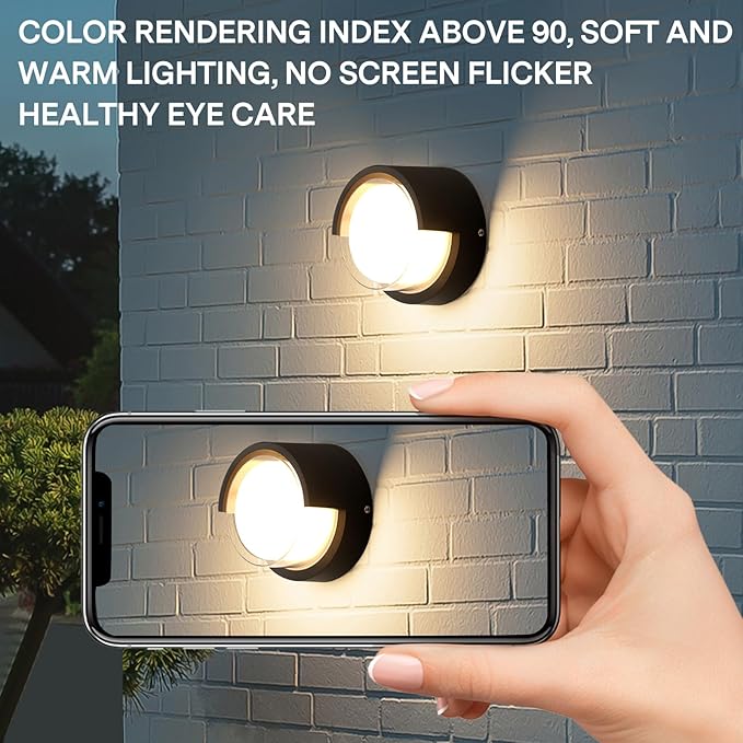 Modern Wall Sconce 2 Pack 12W Outdoor Wall Light Wall Pack Light Black Light Fixture Versatile Style Wall Lantern for Courtyard/Yard 3000K Warm Lights Round Black Outdoor Wall Light