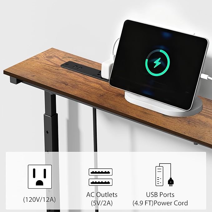 78 inch Narrow Console Table with Outlet,Adjustable Height(25"-37") Behind Sofa Table,Couch Behind Table Skinny,Couch Shelf with Charging Station,Long Entryway Table for Living Room,Brown