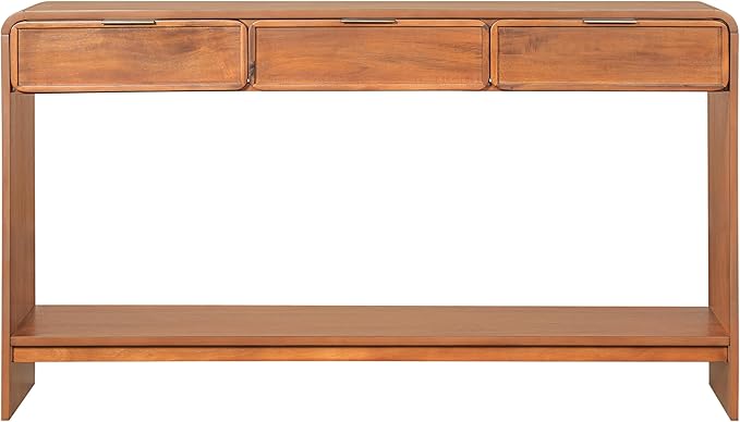 Christopher Knight Home Tida Vintage Narrow Console Table with Drawers, Solid Wood Entryway Table with Open Storage Shelf, Behind The Couch Long Sofa Table for Living Room, Brown