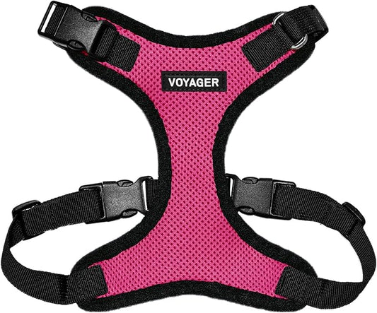 Voyager Step-in Pet Harness - All Weather Mesh, Adjustable Step in Harness for Cats and Dogs by Best Pet Supplies - Fuchsia/Black Trim, XS