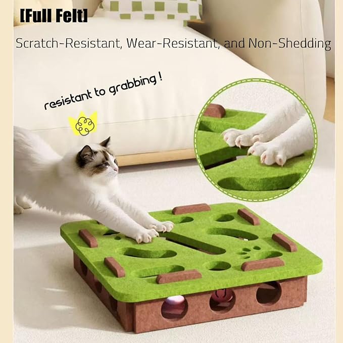 2025 New Cat Scratch Puzzle Box, Cat Nail File Enrichment Box, Nail File Stress Free ＆ Cats Puzzle Treat Dispenser, Durable, Interactive Scratching Post for Indoor Kittens to Scratch (Camel, Square)