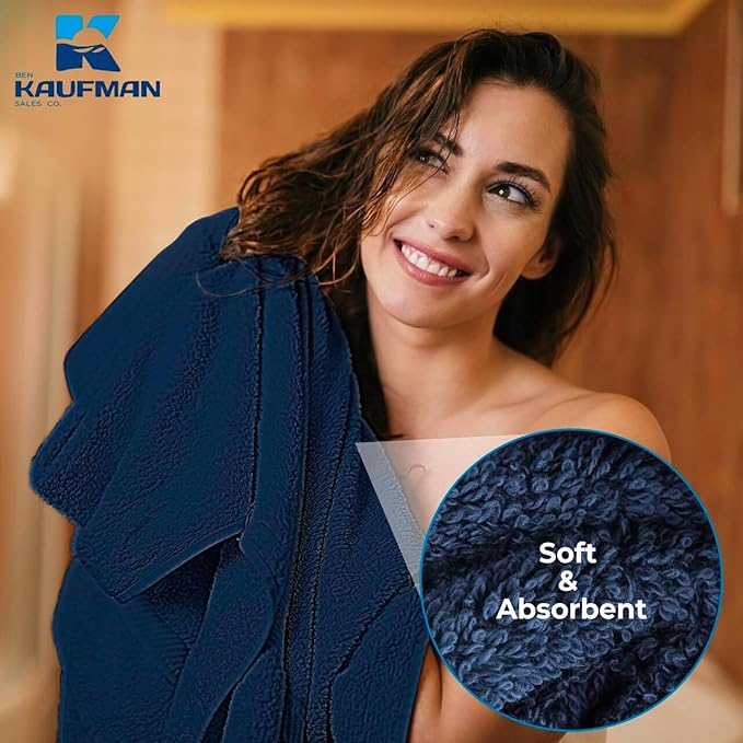 Kaufman - Personalized Velour Beach and Pool Towel 100% Cotton 30in X 60in Solid Color Bath Towel Embroidered (Nav)