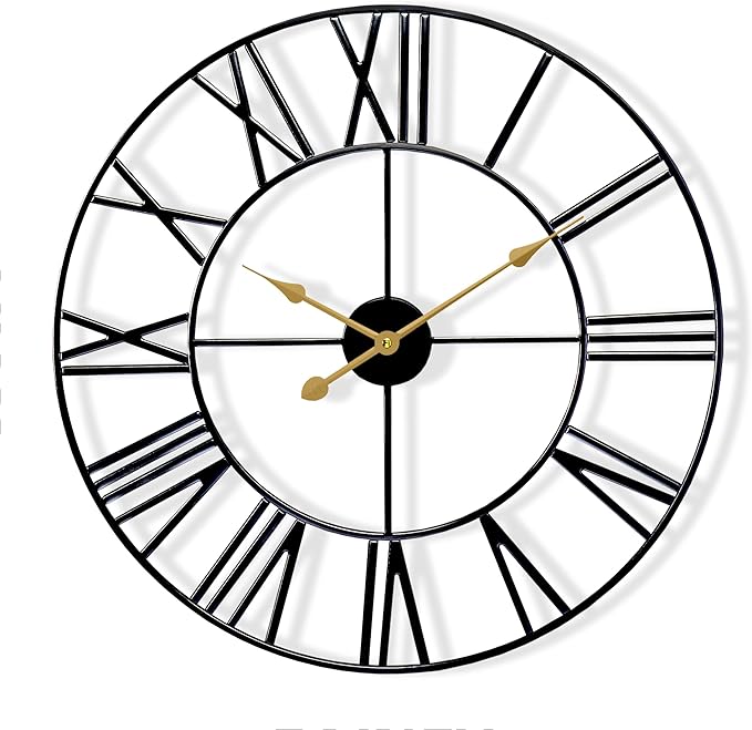 Sorbus Large Wall Clock for Living Room Decor – Easy to Hang 24-Inch Big Wall Clock – Metal Wall Art for Kitchen, Bedroom, Home, Office – Analog Decorative Wall Clock (Black)