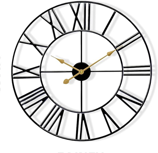 Sorbus Large Wall Clock for Living Room Decor – Easy to Hang 24-Inch Big Wall Clock – Metal Wall Art for Kitchen, Bedroom, Home, Office – Analog Decorative Wall Clock (Black)