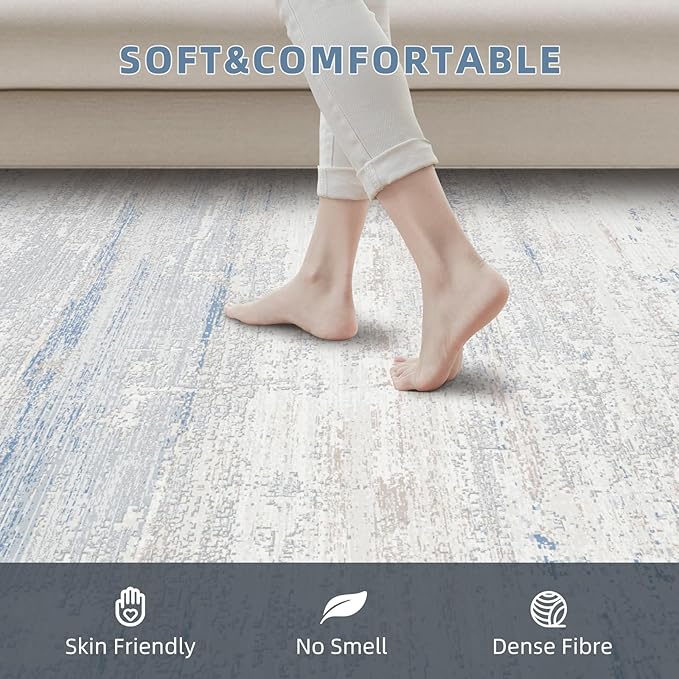 Washable Rugs 5x7 Area Rugs for Living Room- Modern Abstract Rugs for Bedroom,Dining Room,Large Soft Low Pile Carpet with Non Slip Rubber Backing,Neutral Accent Nursery Rug for Home Office