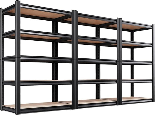 Set of 3 Garage Shelving-2050LBS 5 Tier Storage Shelves,Adjustable Heavy Duty Metal Shelving Unit and Storage Large Rack,Utility Steel Shelf For Shop Warehouse Industrial Pantry Basement 71"x35"x16"