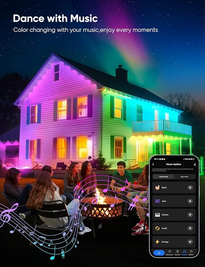 Permanent Outdoor Lights 100ft,RGBW Eaves Light with 72 LED Lights,111+ Scenes Modes Outdoor Lighting, Waterproof Permanent Light for Daily Holiday Halloween Decorations, Compatible with Alexa,White