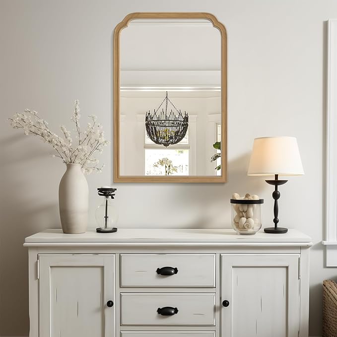 WallBeyond 24" x 36" Natural Wood Mirror for Wall Mounted, Rustic Wood Frame Wall Mirrors Decorative for Living Room or Bathroom Mirror (Natural Color)