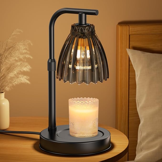 Uflatek Candle Warmer Lamp with Dimmable Timer, Electric Candle Lamp Warmer with Adjustable Height and 2 Bulbs, Birthday and Housewarming Gift for Women and Moms, Home Decor