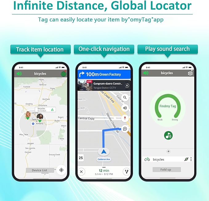 Smart Tracker Tag with Keychain,4 Pack Global Locator Tracking Device for Samsung, Android and iOS. Item Finder for Keys, Wallet, Luggage, Bags and More, Black