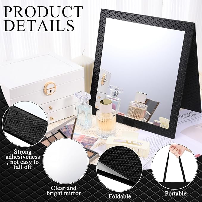 Foldable Travel Portable Full Length Mirror, Dance Bag Hanging Mirror, Full Body Mirror for Dance, Camping, Travel, Dance Competition Must Haves Backstage Folding Hanging Mirror (Black, 24*11 Inch)
