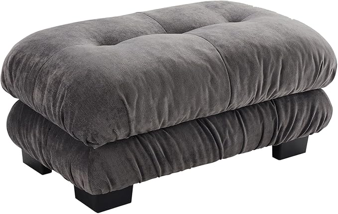 94.4" Loveseat Sofa, 2 Seater Modular Sectional Sofa, Grey Large U Shaped Sectional Couches, Fluffy Chenille Cloud Couch with Ottoman, Deep Seat for Living Room