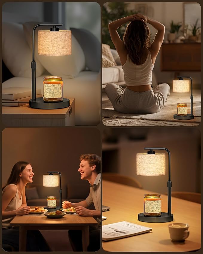Candle Warmer Lamp with Timer Dimmer, Height Adjustable Electric Candle Lamp Warmer with 2 Bulbs, Birthday Gifts for Women Mom, Gift for Home Decor