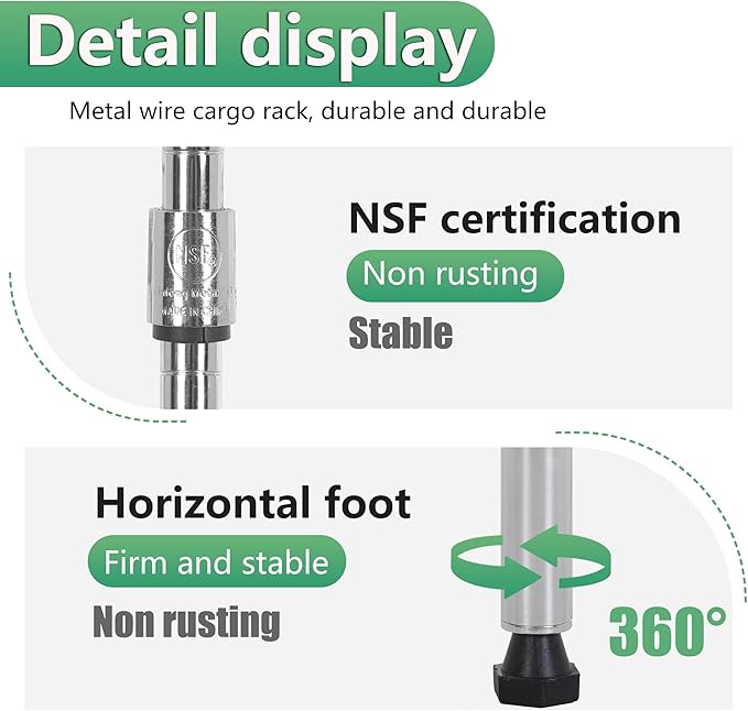 BestOffice | 5-Tier Wire Storage Shelves | 22x12x48 | Chrome | with Adjustable Racks | Heavy-Duty Metal Shelf, Holds Upto 750 lbs | No-Tool Assembly | Ideal for Home & Garage Shelving