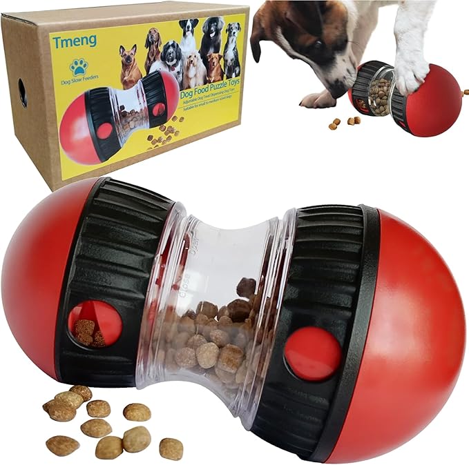 Meng Dog Food Puzzle Toys, Adjustable Dog Treat Dispensing Dogs Toys, Interactive Chase Slow Feeder for Boredom and Stimulating, IQ Training for Small Medium Dogs
