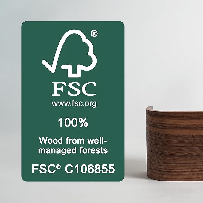 Kazai. Wall-Mounted Coat Rack 'Toke' - Modern Design with Hidden Wall Hooks - Solid Wood Veneer Panel Coat Hanger - Walnut