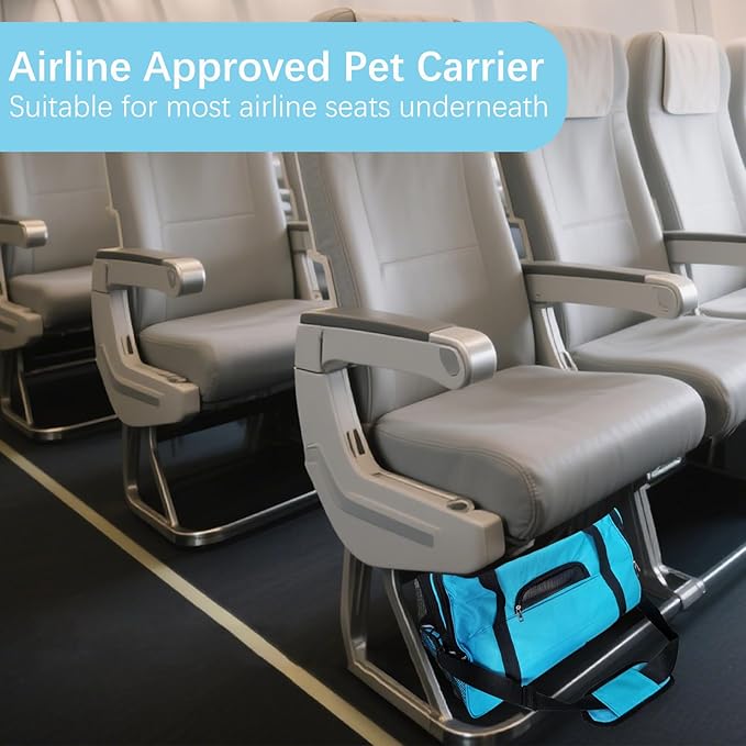 Expandable Cat Carrier for Travel, Soft-Sided Pet Carrier for Cats and Small Dogs, Airline Approved, Comfortable & Breathable Cat Carrying Bag with Adjustable Strap for Daily Use & Airplane(Blue)