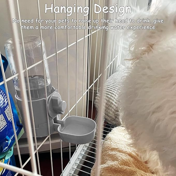 Tfwadmx Rabbit Watter Bottle 17oz Hanging Guinea Pig Automatic Water Dispenser No Drip Small Animal Cage Water Feeder Bowl for Bunny Chinchilla Hedgehog Ferret 2PCS (Blue)