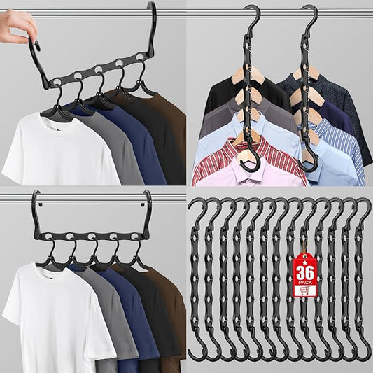 36 Pack Hangers Space Saving Magic Plastic Hanger Organizer Shirt Space Saving Hangers, Multi Space Saver Clothes Hangers for Closet Organizers Storage College Dorm Room Essentials
