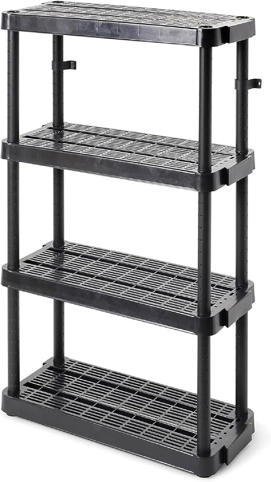 Gracious Living 4-Tier Medium-Duty Home and Garage Storage Organizer Shelves, 54.5" H x 32.0" W x 14.0" D, Black
