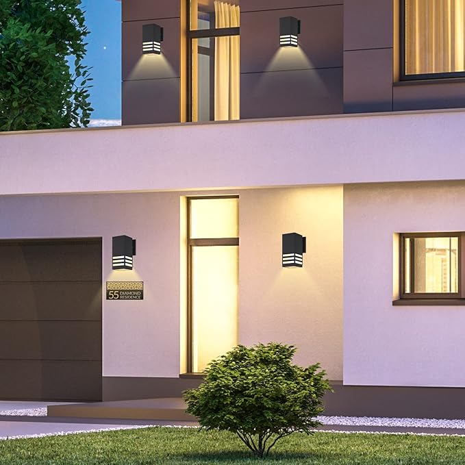 Outdoor Wall Lantern, Exterior Light Fixture - ETL Listed, Aluminum Anti-Rust Waterproof Wall Mount Rectangular Design – 1-Direction Up/Down Wall Sconce for Porch, Garage, Doorway or Patio