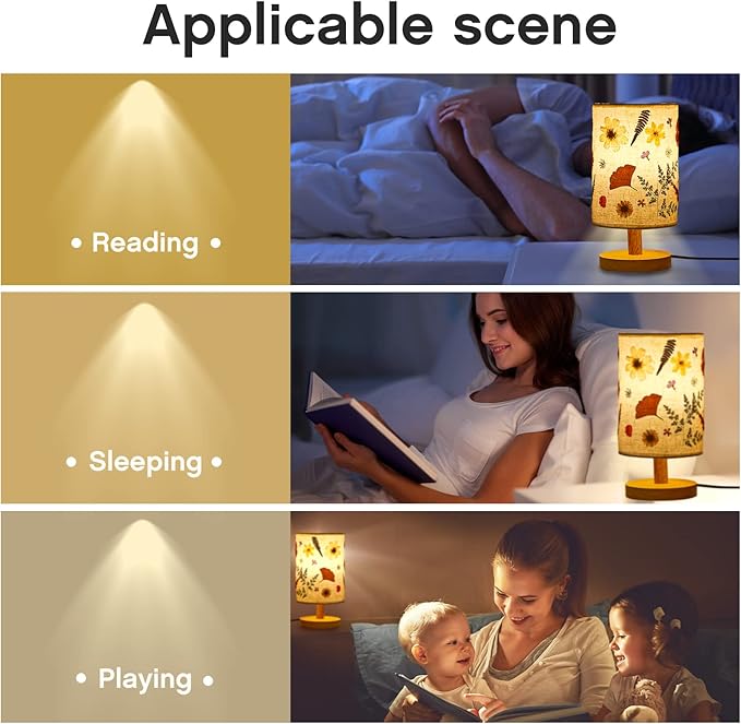 Hortsun Pressed Flower Lamp Vintage Table Small Lamp Cottagecore Decor Boho Night Light Decorative Rustic Night Light for Bedroom, Living Room or Office, Christmas Gift for Women(Modern Style)